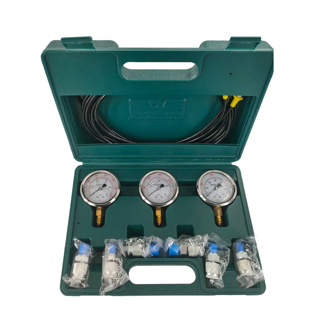 Excavator Pressure Test Kit Cheaper Hydraulic Pressure Gauge Device 6 Test Couplings 3 Pressure Gauges 3 Test Hose