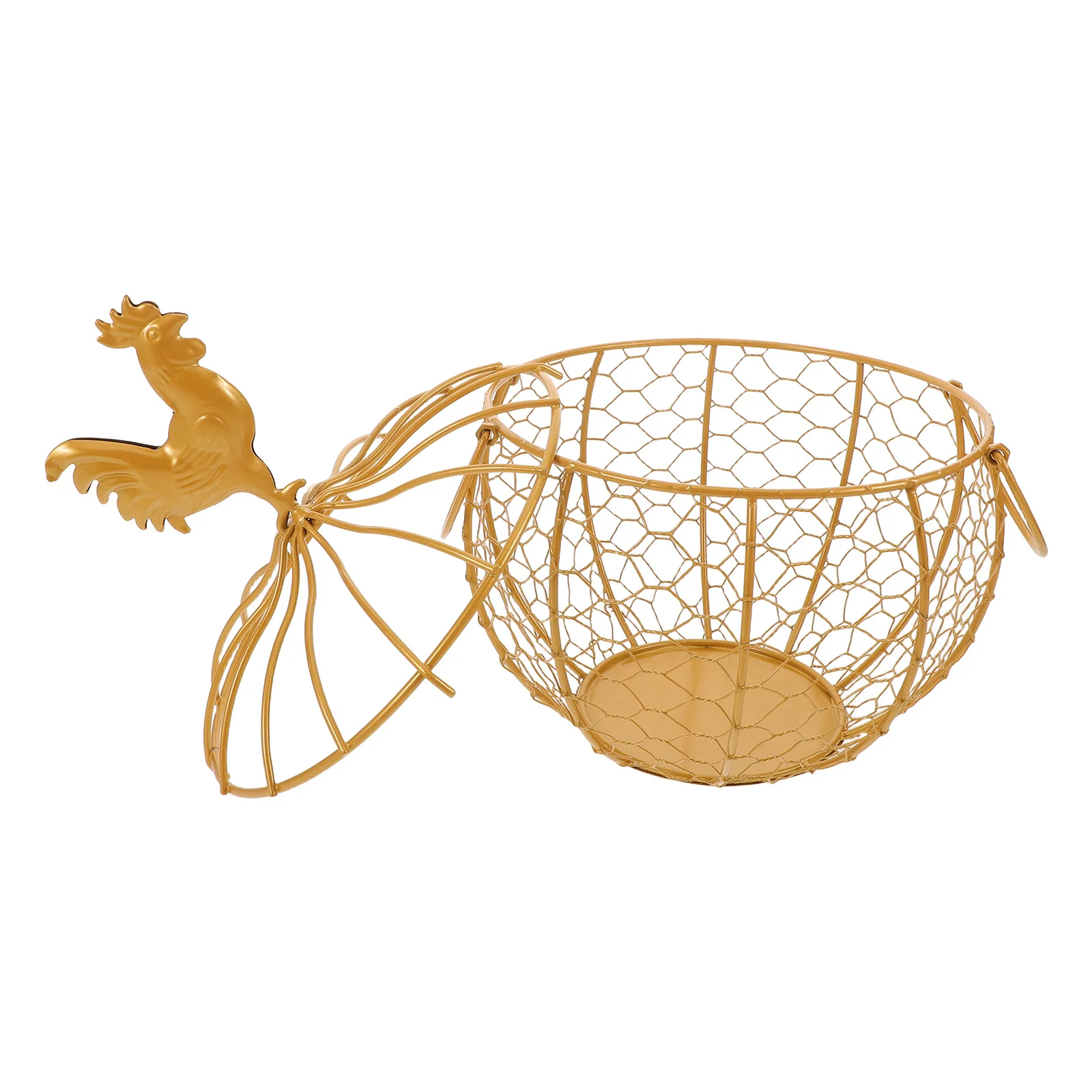 

Golden Iron Wire Egg Basket Rustic Farmhouse Decorative Bowl For Kitchen Countertop Storage Snack Fruit Bread Organizer Duck