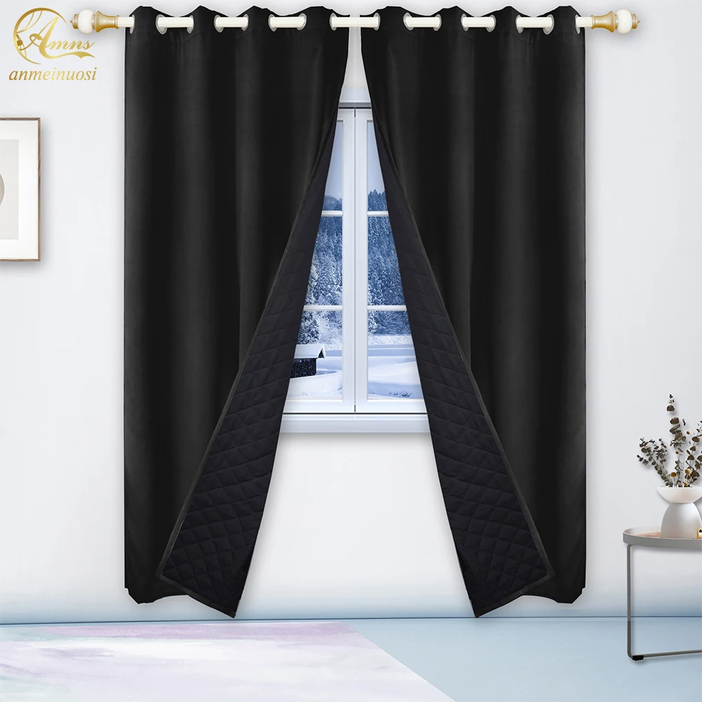 Stay Warm Cotton Winter Curtain Escape Cold Windbreak Soundproof Blackout Black Door Curtains For Living Room luxury Bedroom