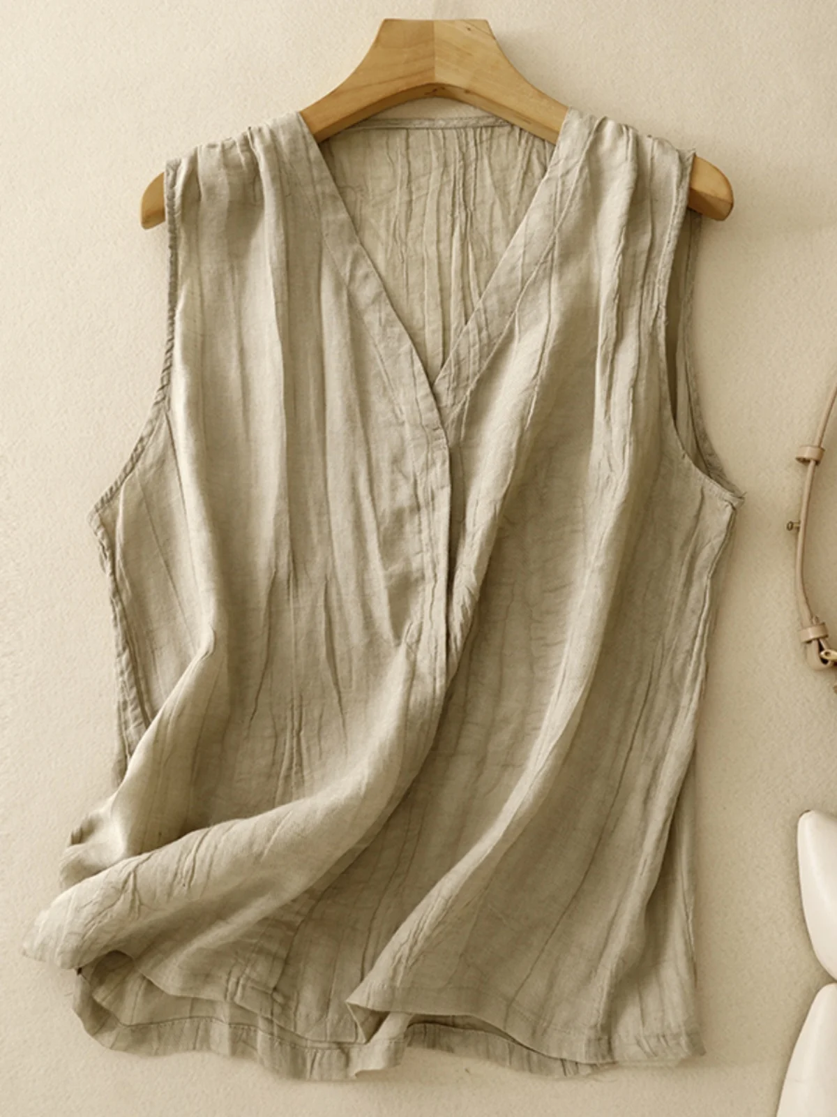 

V-Ne хлопково-льняной жилет с ремешком, женская летняя тонкая футболка большого размера, шелковый топ, свободный крой