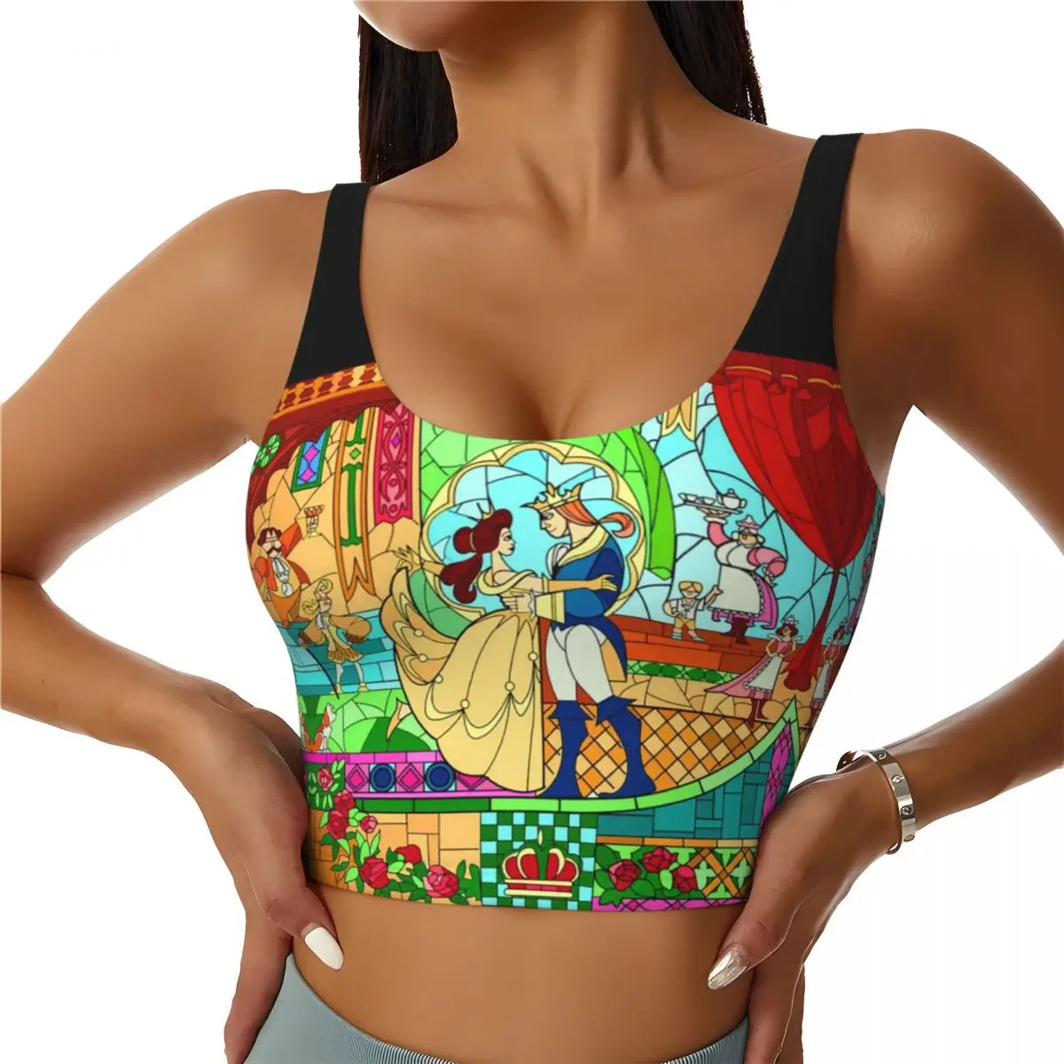 Custom High Impact Beauty And The Beast HOT Sports Bra for Women Gym Workout Yoga Crop Top