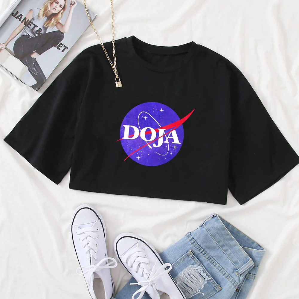 

Doja Cat Planet Her 2024 Super-short Short Sleeves Music Fans Gift Crop Tops Printing Clothing Casual O-Neck Girls Shirt