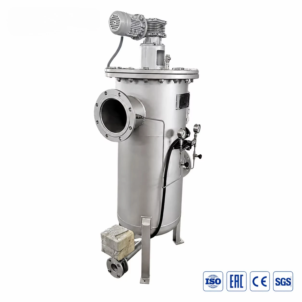 Self-cleaning Brush Filter SS304 Stainless Steel  DN100 Fully Automatic Vertical  PLC Touch Screen Differential Pressure