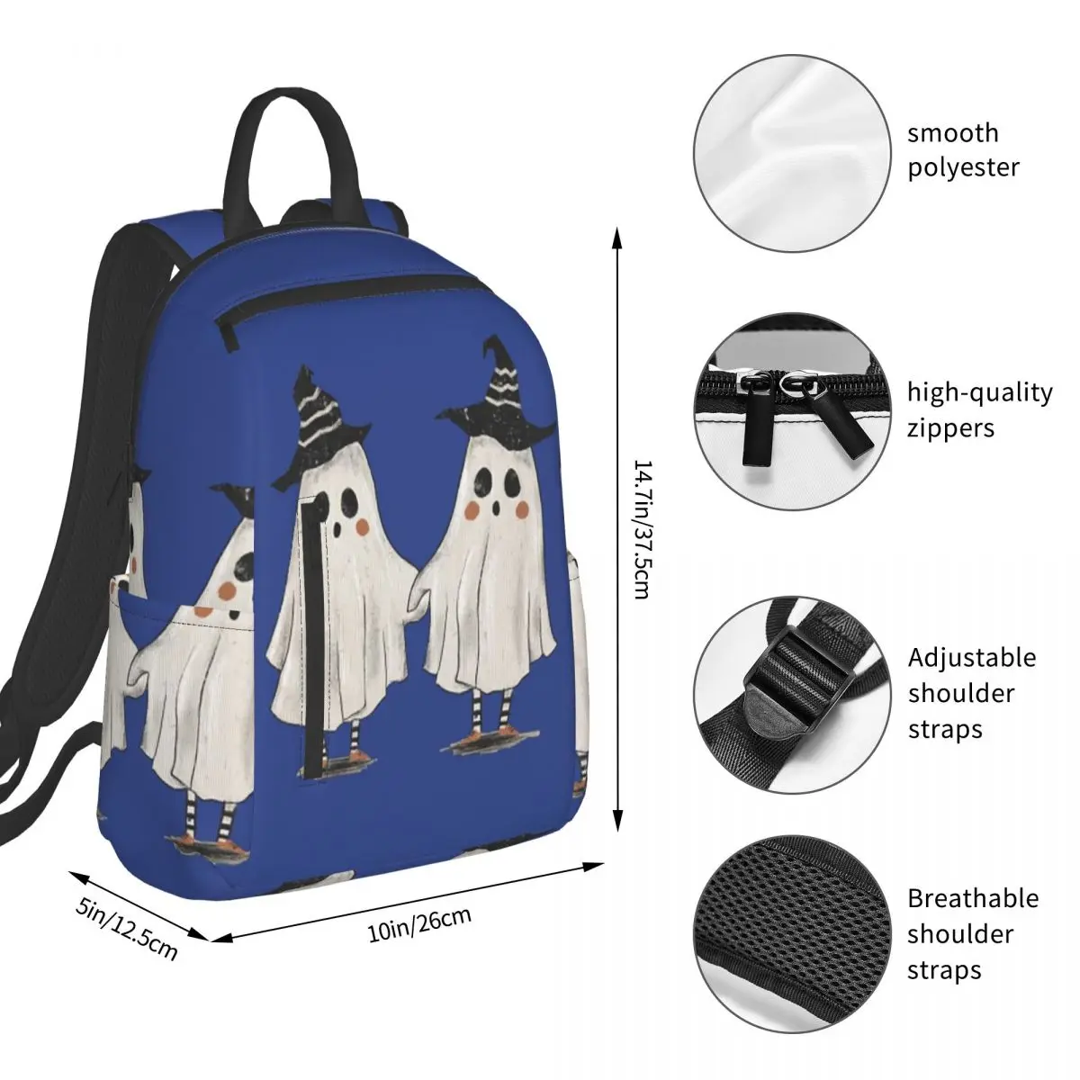 Adorable Two Ghosts Motif Backpack Student BookBag Kids School Bag Laptop Shoulder Bags Men Women