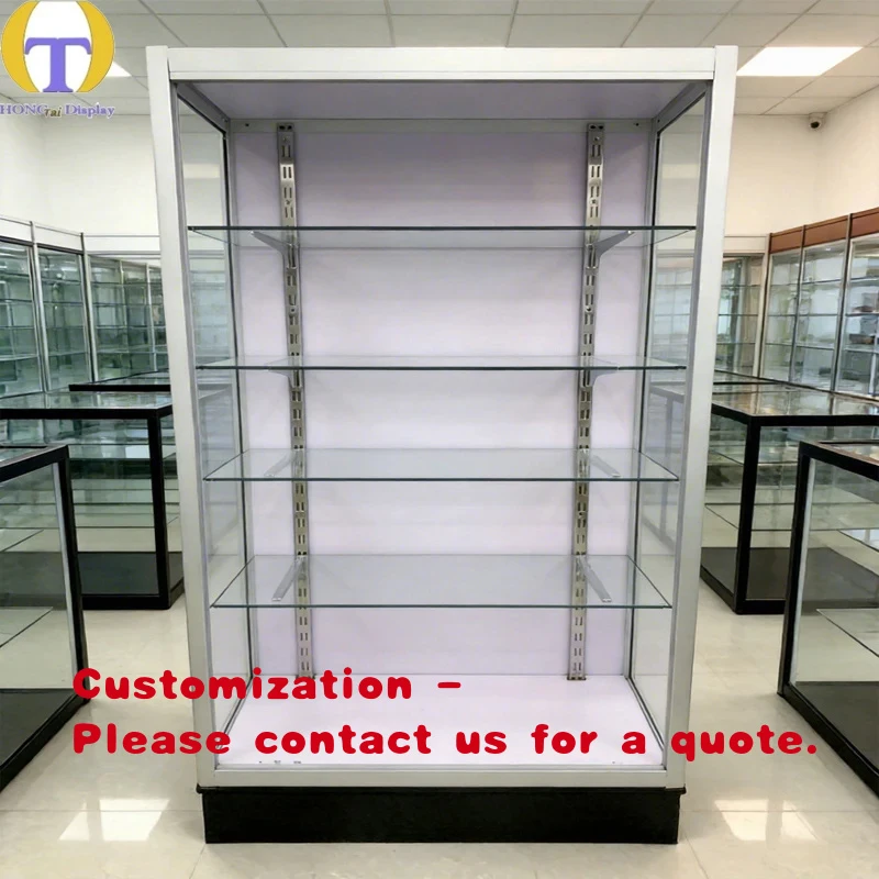 custom.HongTai High-End Tempered Glass Barrister Shelf Display Cabinet Lockable Storage Base LED Spotlights Waterproof Heavy Dut