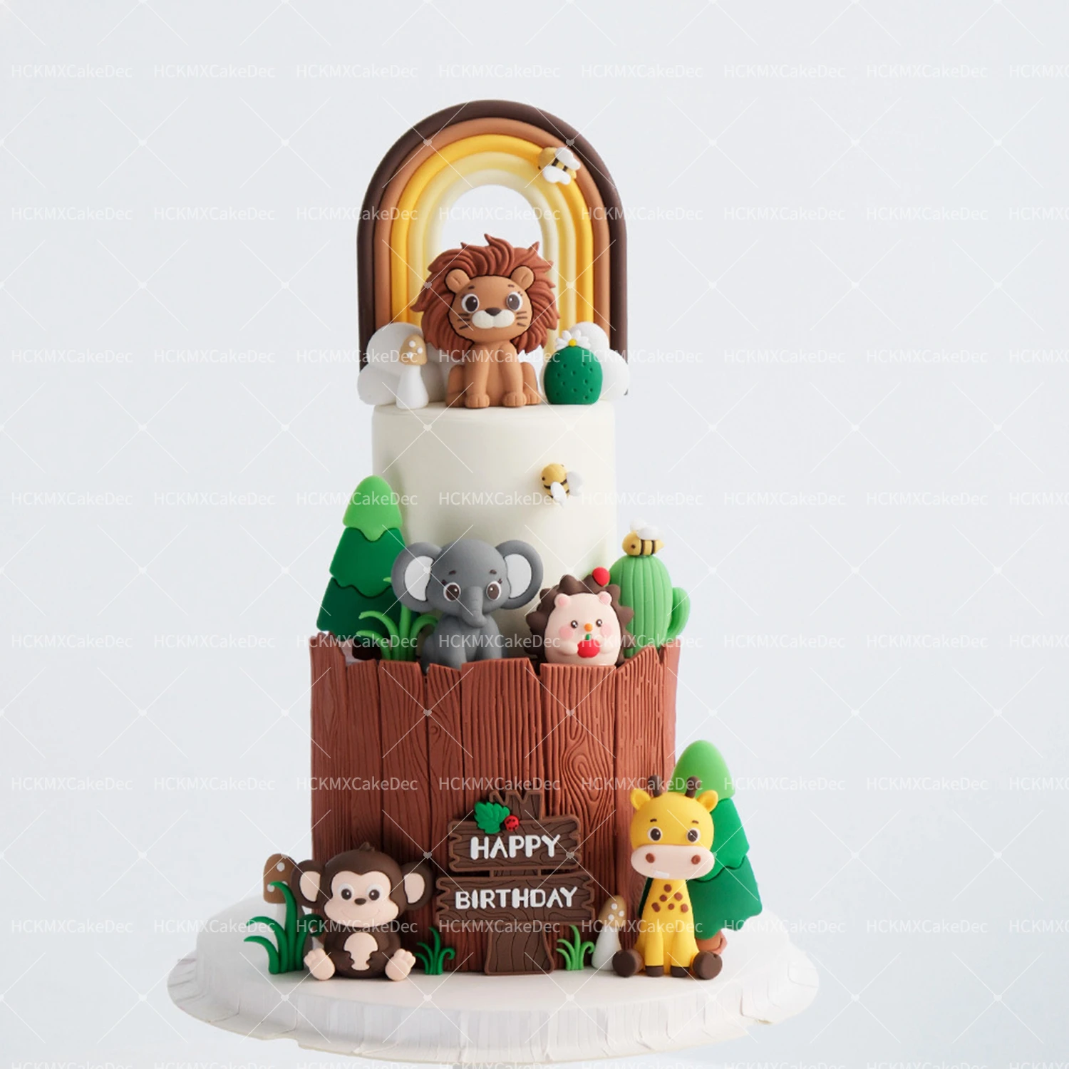 2 Stück/12 Stück Dschungel-Safari-Tier Tortendekoration Giraffe Elefant Löwe Tiger für Babyparty Geburtstagstorten-Deko – Detail 2