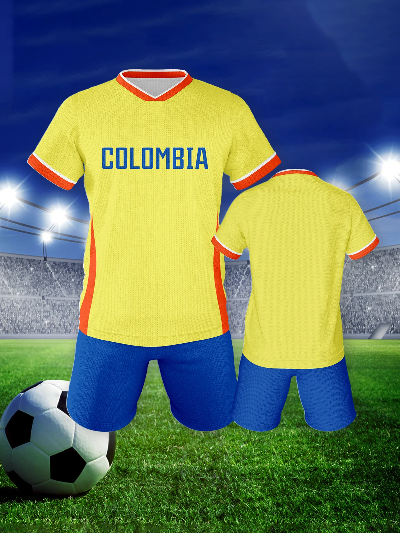 Colombia Kids Soccer Jersey Soccer Suit T-shirt and Shorts for Boys and Girls Football Fans Training Jerseys Uniform Sports Wear