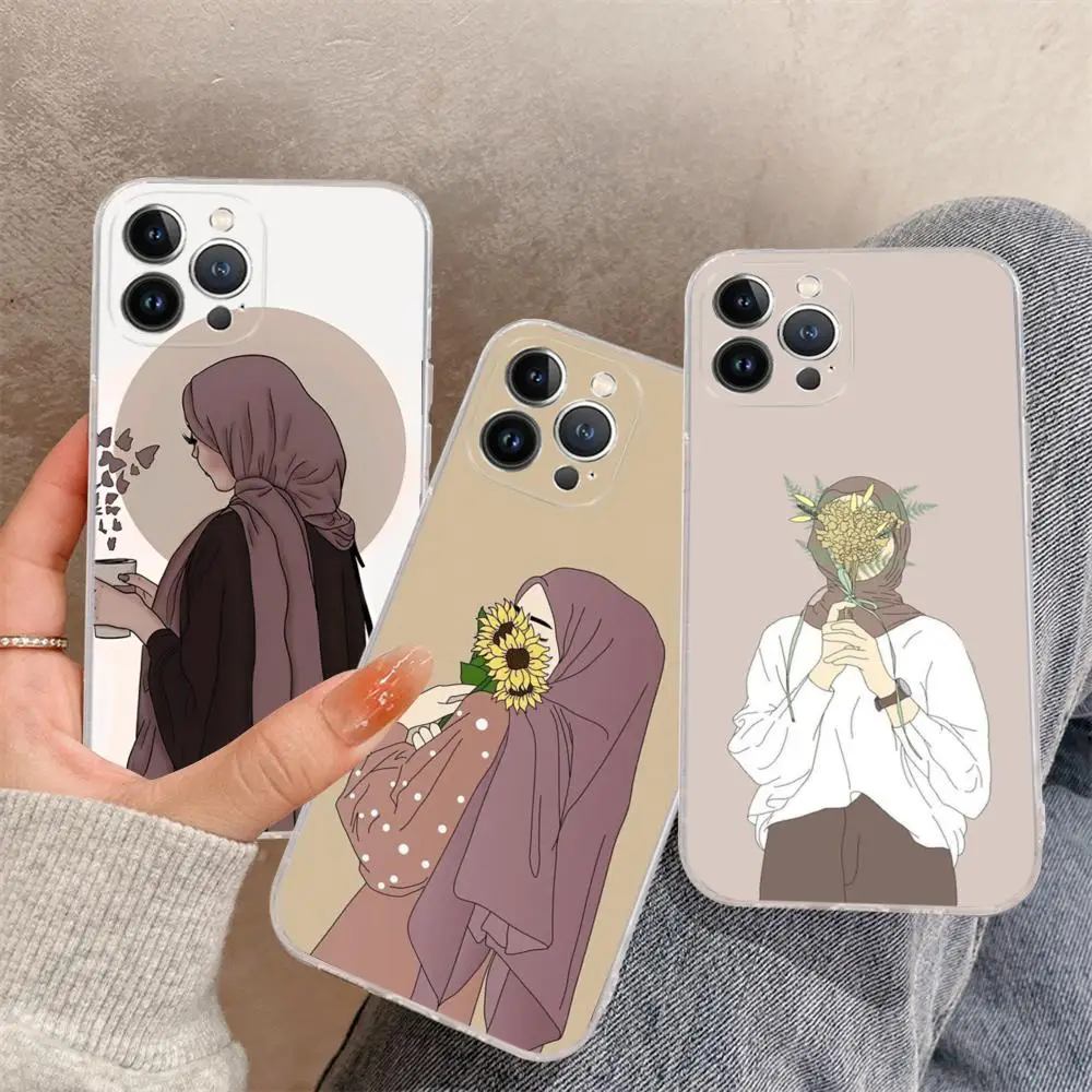 Muslim Arabic Girl Phone Case For iPhone 15 14 11 12 13 Mini Pro XS Max Cover 6 7 8 Plus X XR SE 2020 Funda Shell