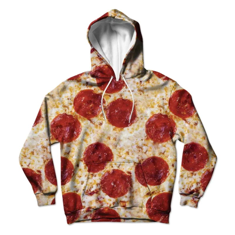 Yellow Cheese Cute Mouse Hoodie For Men's Clothes Food Burger Fries Hooded Coat Full Sausage Pizza Funny Fashion Foodie Hoodies