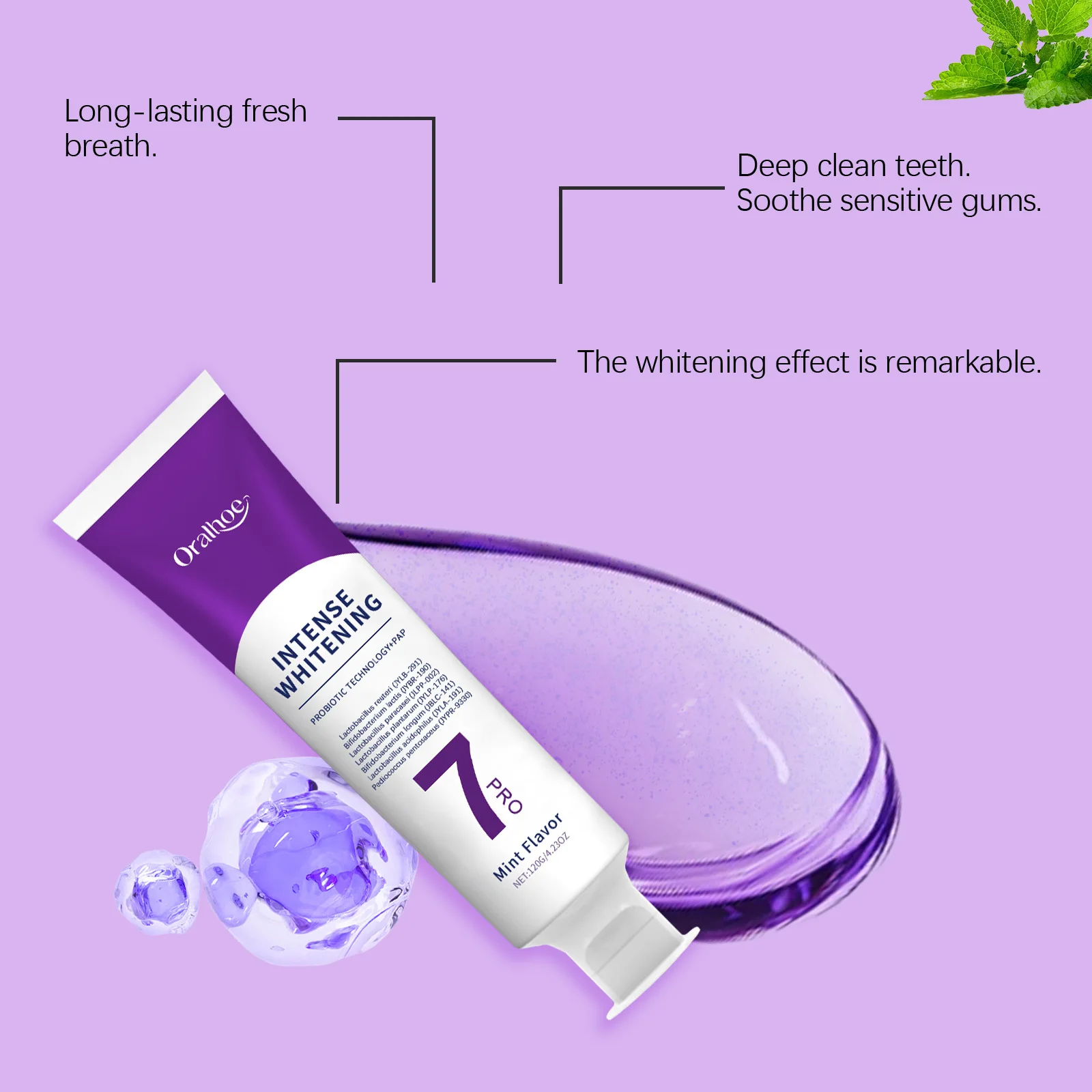 Natural Cooling Mint Teeth Whitening Toothpaste Deep Clean Plaque Yellow Teeth Remover Fresh Long Lasting Breath Daily Oral Care