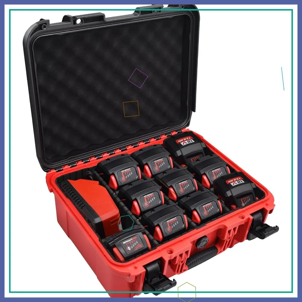 

Extra Large Hard Storage Box with Adjustable Dividers for M18 M12 Battery & Charger, Durable Protective Organizer (Case Only)