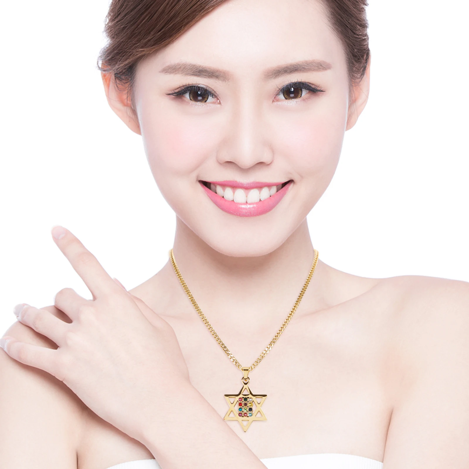 

Stainless Steel Hexagram Pendant Necklace for Women Dainty Chain Jewelry Simple Star Design Long Lasting Shine Gift Idea