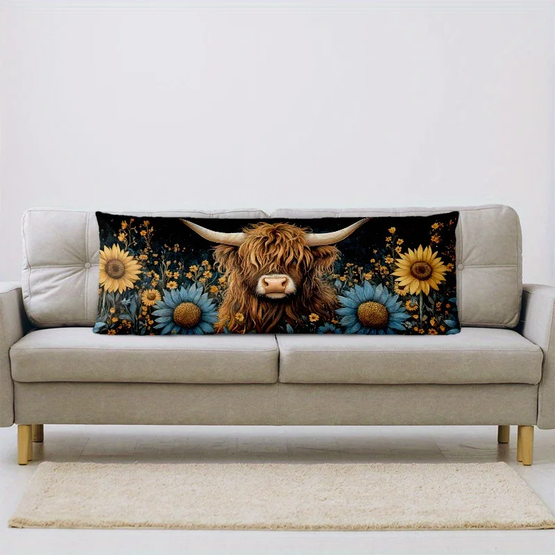 1 Plush Short-Pile Pillowcase, Fluffy Long-Neck Curly Decorative Long Lumbar Pillow Cover, 50.8x137.16 cm, Zippered Cushion Cove