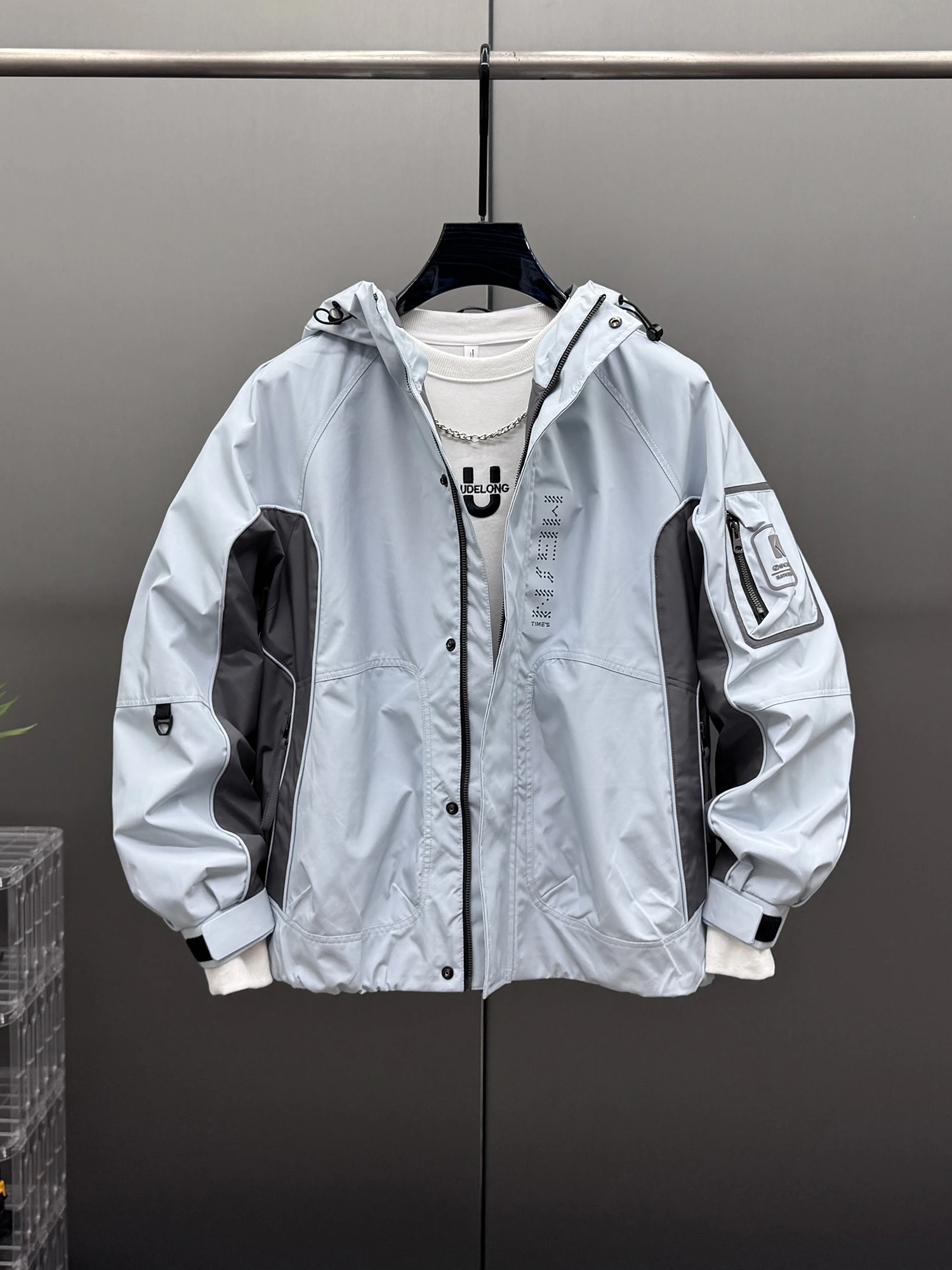 

Модная лоскутная цветная бровь с капюшоном, мужская повседневная дышащая верхняя одежда из полиэстера и нейлона Cosite Fiber на осень