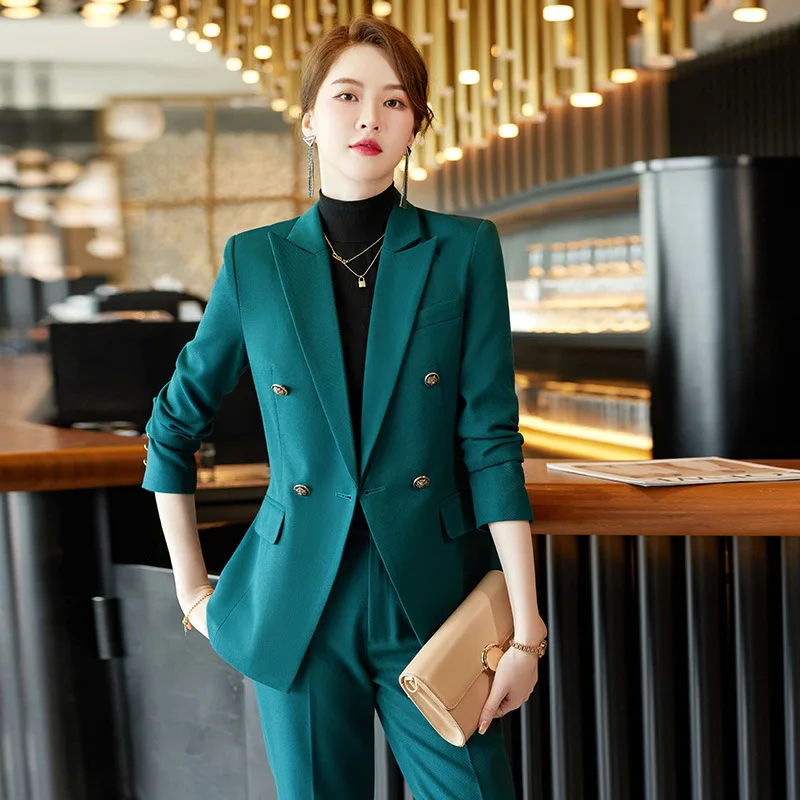 Navy Blue Suit Women\'s Spring and Autumn Hotel Front Desk Manager High-End Business Wear Formal Suit Work Clothes Suit Jacket