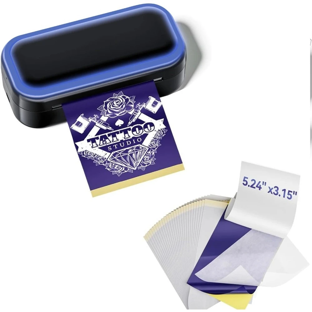 Mini Wireless Tattoo Template Printer Wireless Bluetooth Transfer Machine with 20 Sheets of Tattoo Transfer Paper
