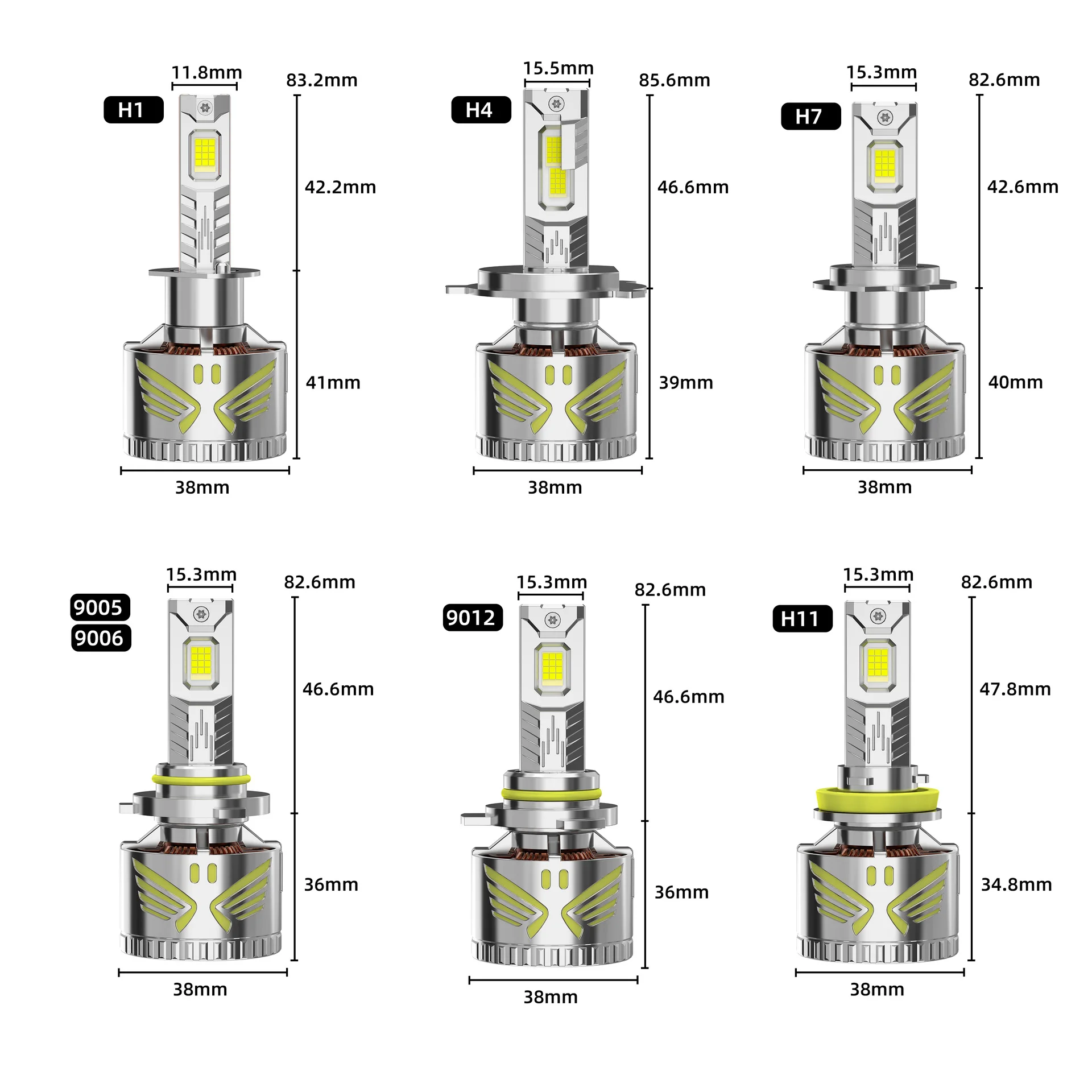 

H1 H4 H7 H11 HB3 HB4 LED Headlight Bulbs 12V 120W 6000K 5080 CSP Chips Smart Temperature Control Focus Light