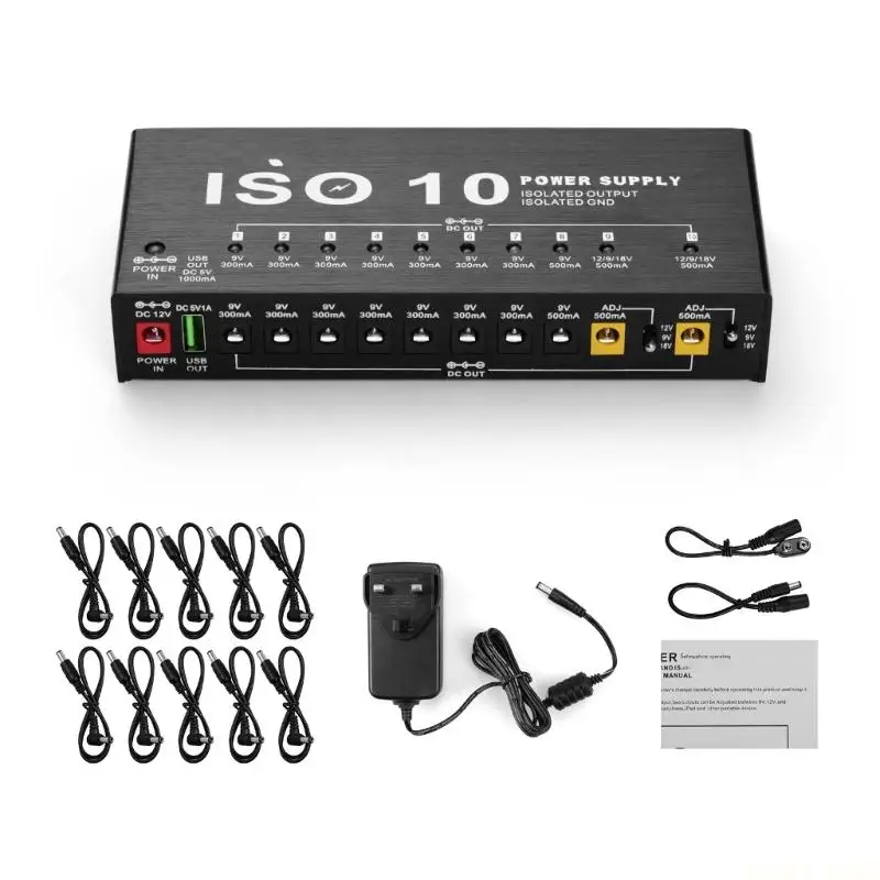 

U2JB 10Isolated D C Output Effect Pedal 300mA 500mA Guitar Effect Pedal Power Supply