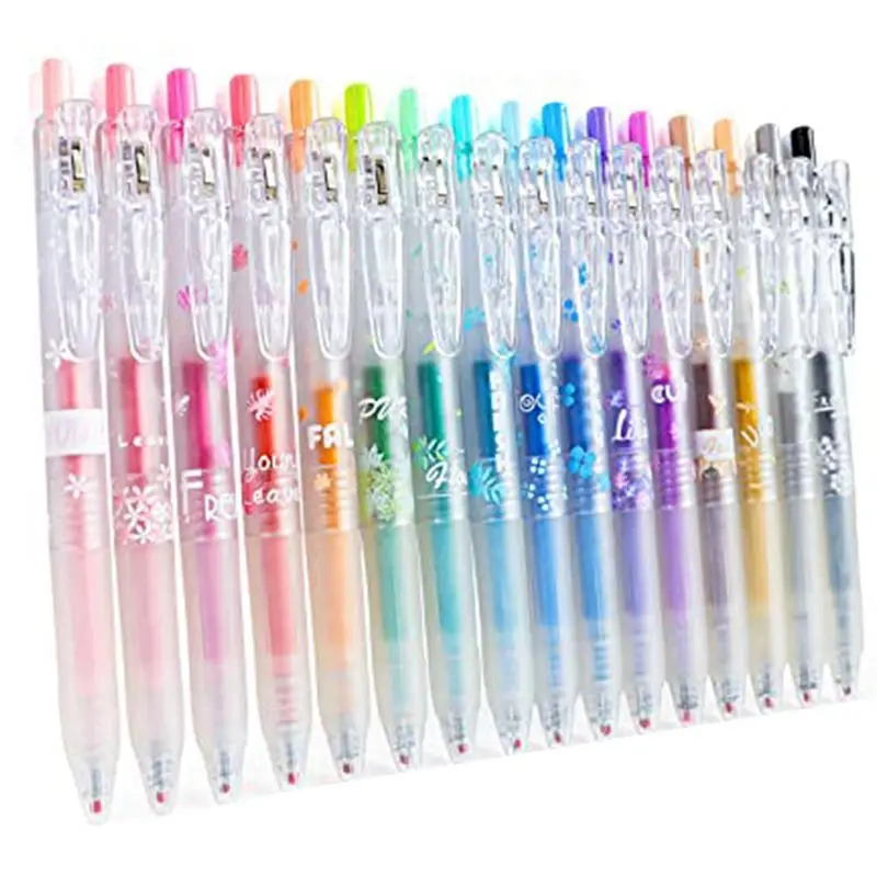 【CYBER MONDAY】Glitter Gel Ink Pen 16 Assorted Color Retractable Gel Pen Set 0.7mm Fine Tip Colored Journaling Pen Coloring Drawi