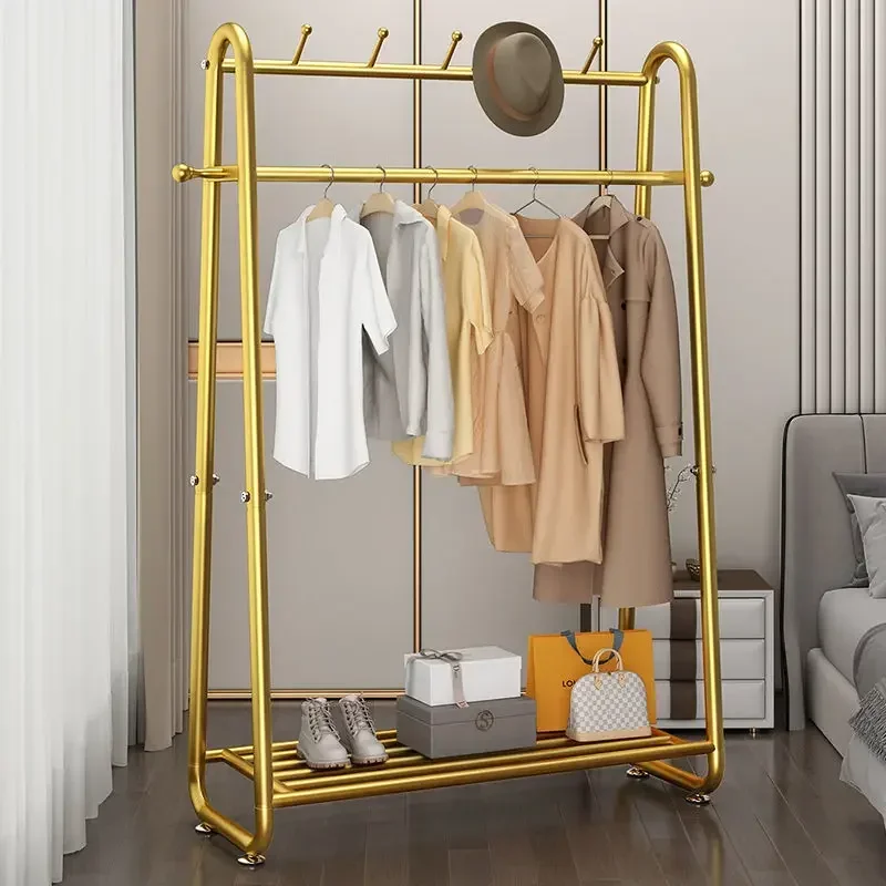 Home Furniture Household Clothes Storage Floor Folding Standing Hanger Bedroom Balcony Simple Removable Metal Clothe Rack New