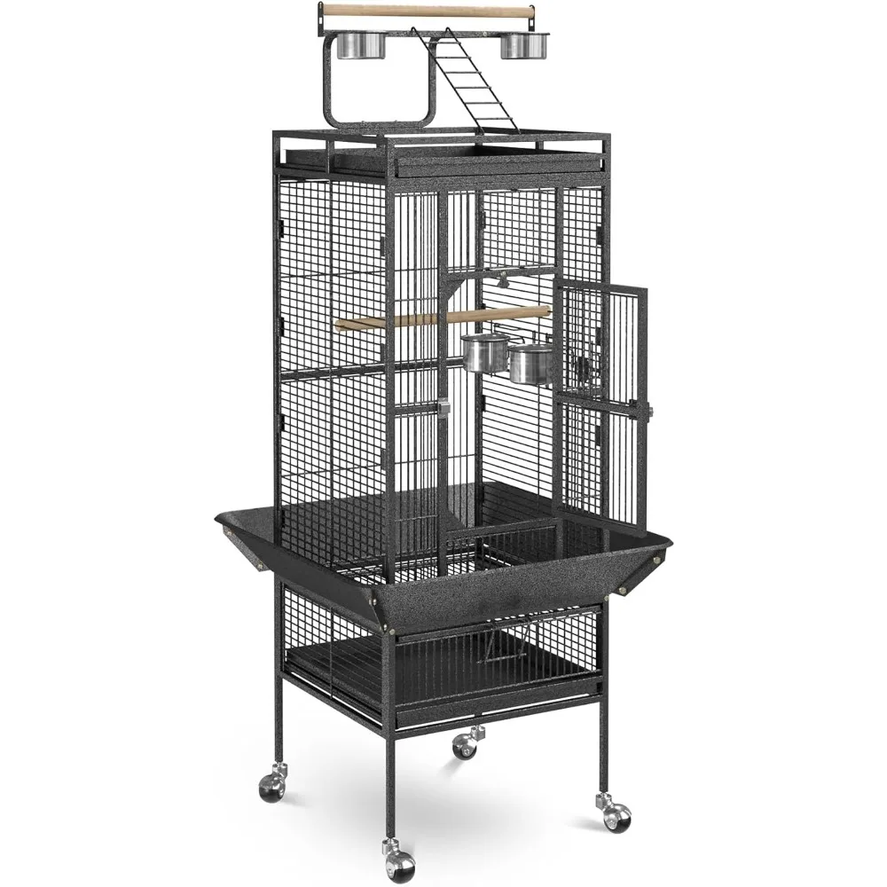 

SUPER DEAL PRO 61-inch 2in1 Large Bird Cage with Rolling Stand Playtop Parrot Chinchilla Finch Cage Macaw Conure Cockatiel