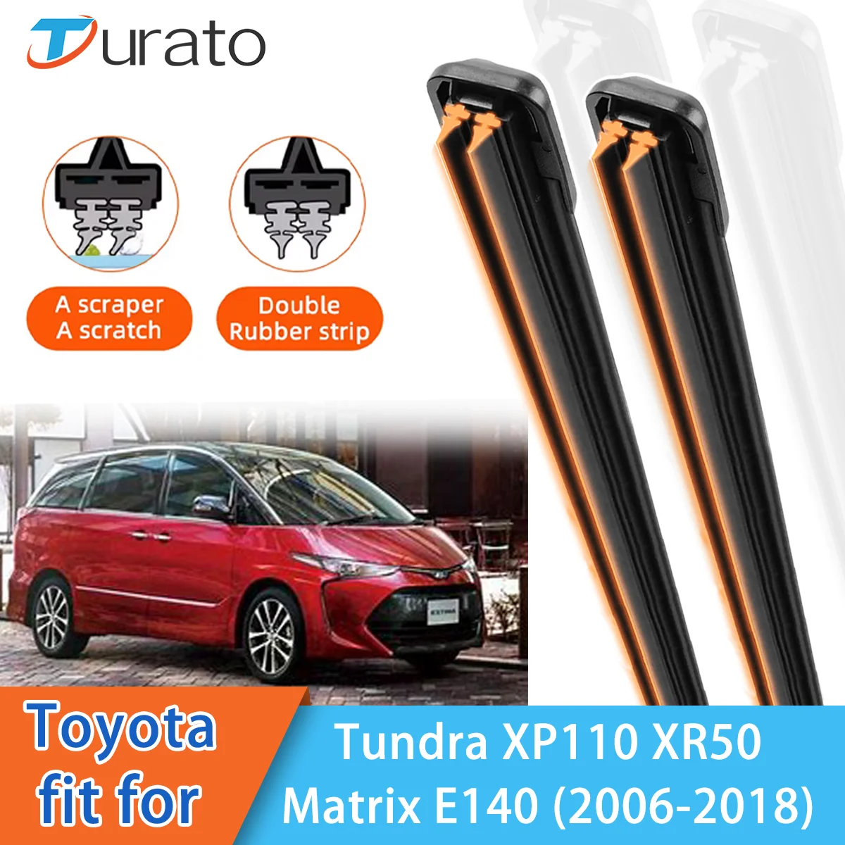 For Toyota Tundra Sequoia XP110 Venza 50 XR50 Matrix E140 Front Windscreen Wipers Double Rubber Car Wiper Blades Car Accessories