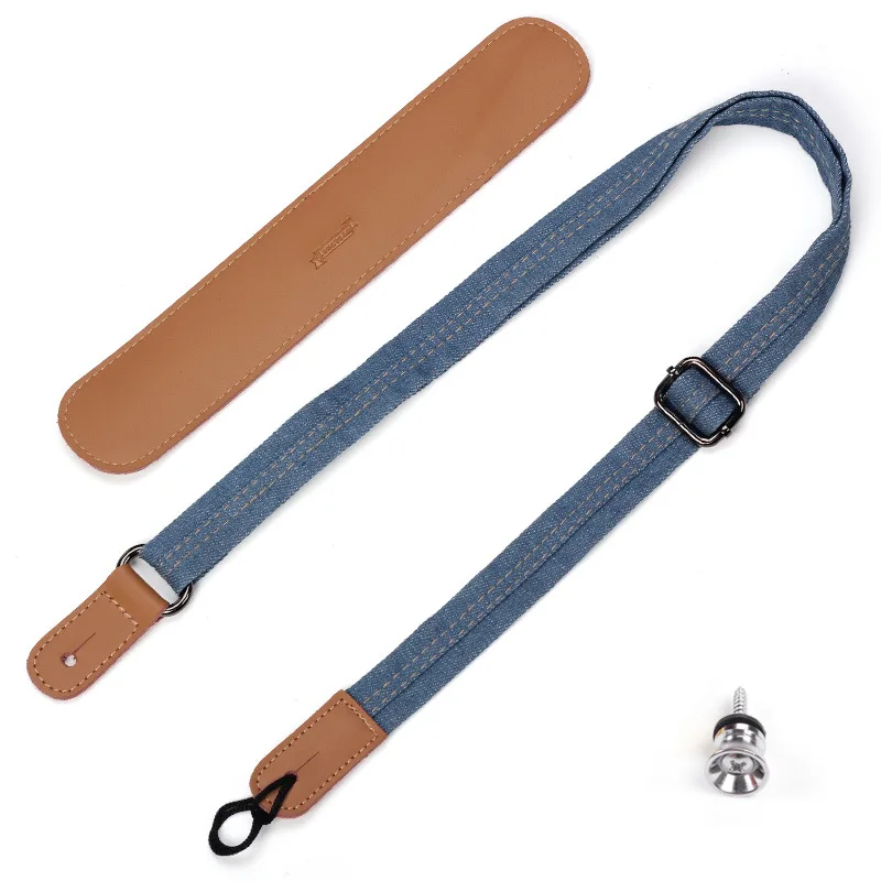 Sangle créative en denim pour ukulélé, bandoulière, ceinture de piano, sangle initiée rembourrée avec clou de queue