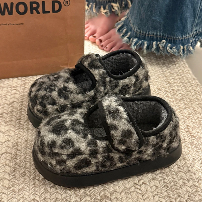 

Leopard Women Flats Platform Cotton Shoes Short Plush Warm Casual Shoes 2025 Winter Comfort Sneaker Walking Running Mujer Shoes