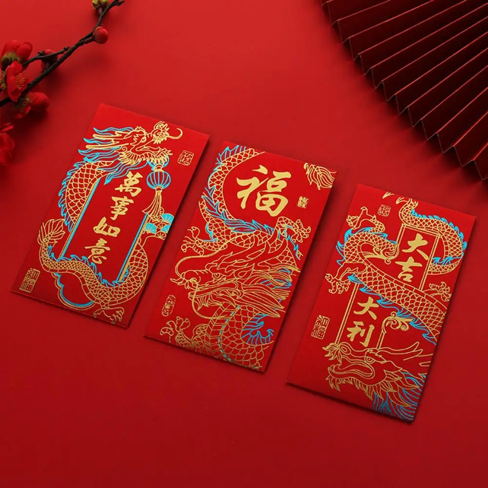 Conjunto de envelope estilo chinês tradicional, envelope cultural dourado para o ano novo lunar, primavera 6, envelope cultural