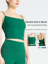 Fashion Solid Color Suspender Tops Pleats Women Fitness Bra Sexy Yoga Vest Running Fitness Gym Sports Athletic Top Sportswear
