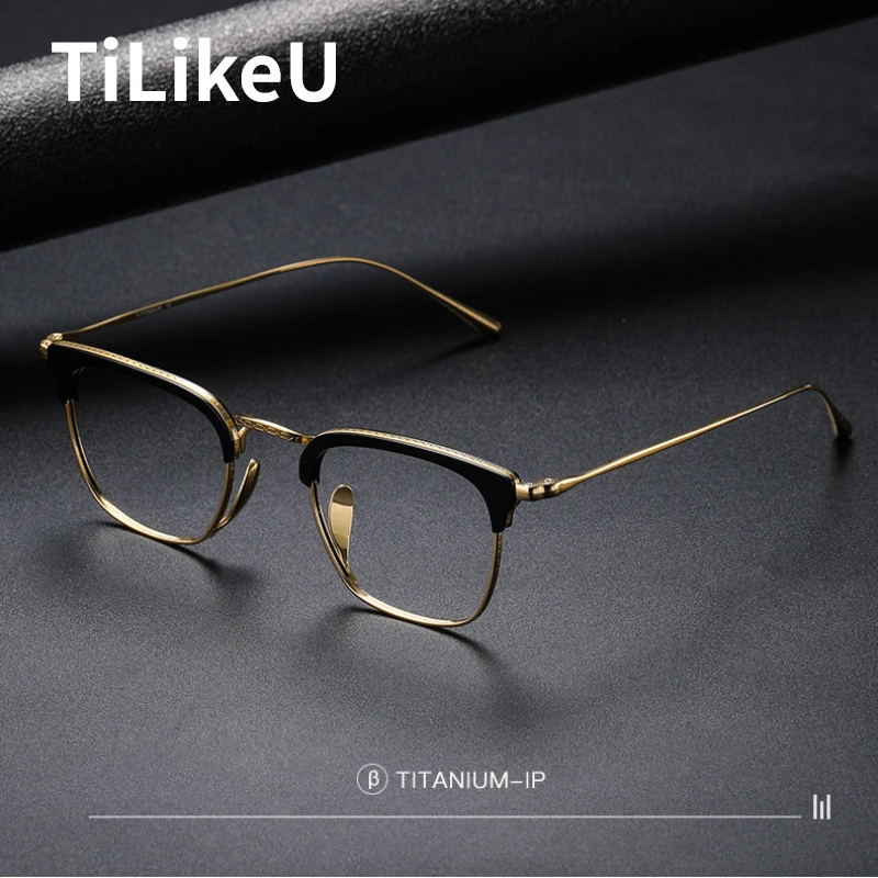 

Japanese Eyebrow Frame Glasses Men Business Retro Acetate Titanium Eyeglass Frame Large Design Myopia Prescription Glasses Frame