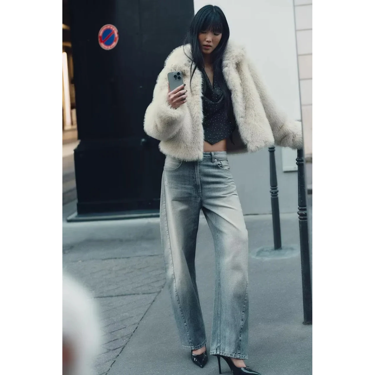 Abrigo Corto de Piel Sintética para Mujer, Estilo Moderno, Novedad de Otoño, Chaqueta de Efecto Sintético Premium, Cálida y E...
