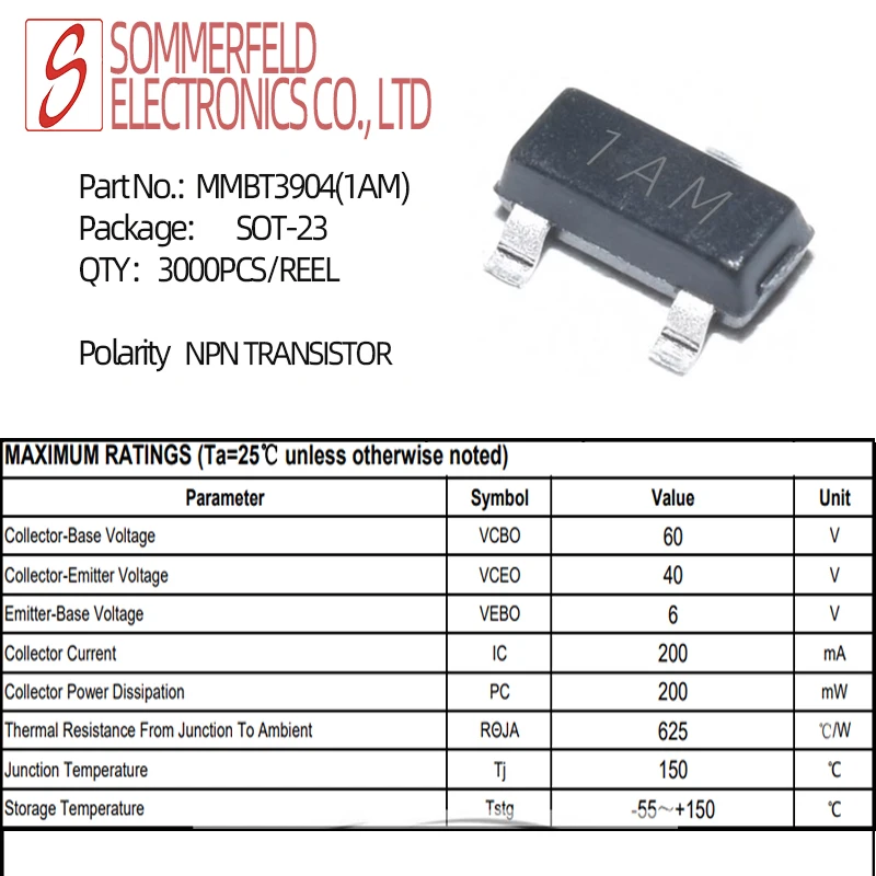 (3000PCS/reel)  MMBT3906 PNP 2A MMBT3904 1AM  triode  Transistor NPN PNP