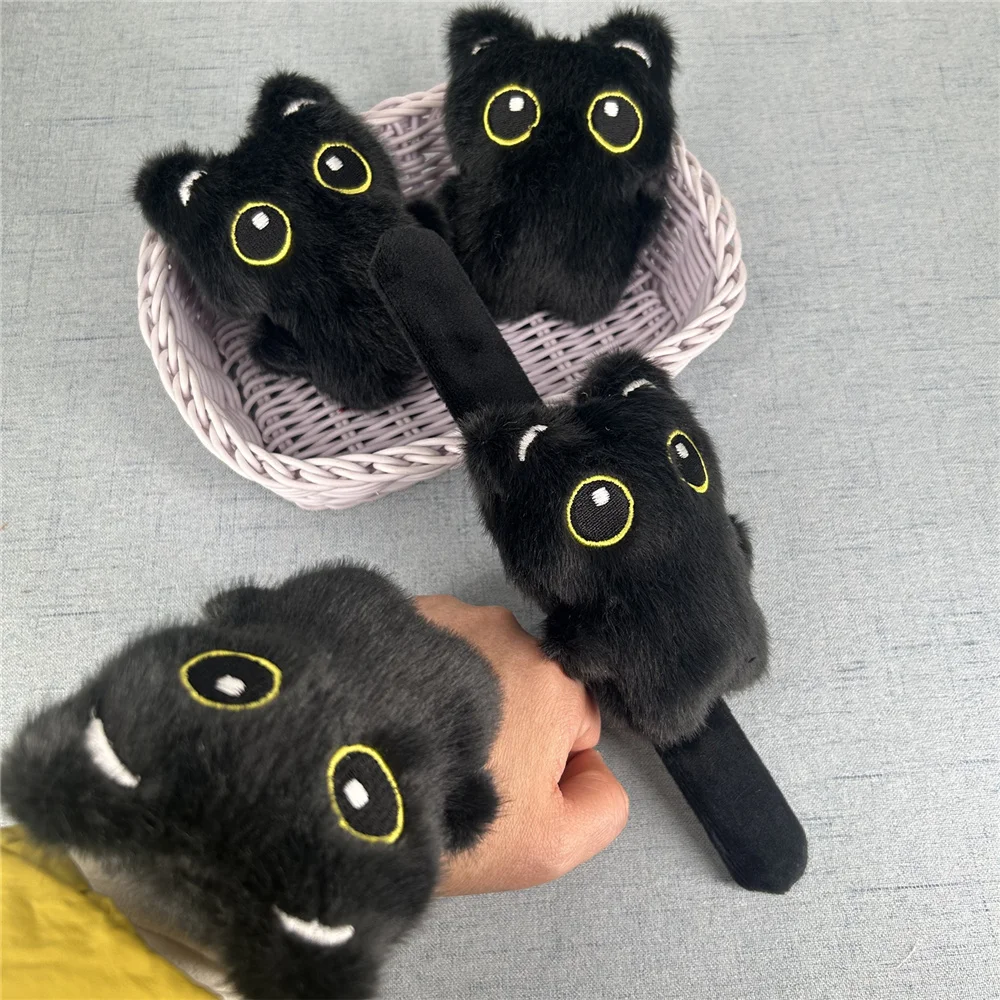 9CM Small Black Cat Stuffed Plush Toy , Plush Bracelet Doll