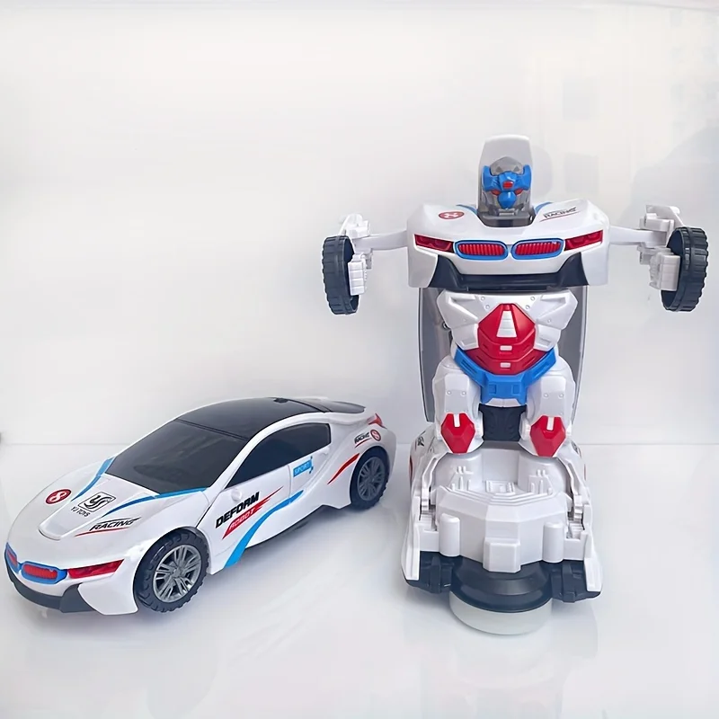 

Cool Design Automatic Deformation Transforming Robot Race Car Toy with Colorful Lights & Dynamic Music,Perfect Gift for Children