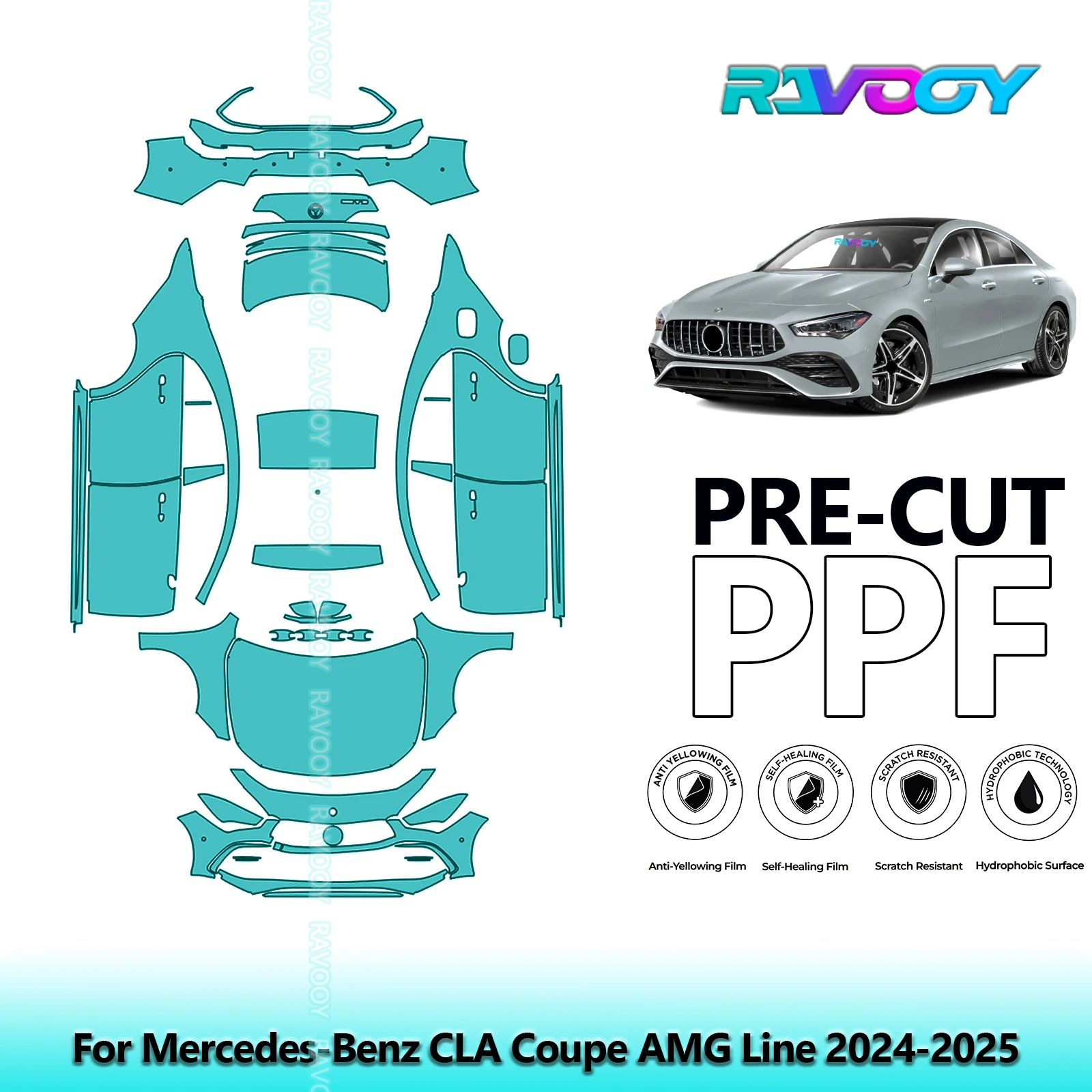 

Full Vehicle Clear Bra Precut PPF Paint Protection Film For Mercedes-Benz CLA Coupe AMG Line 2024-2025