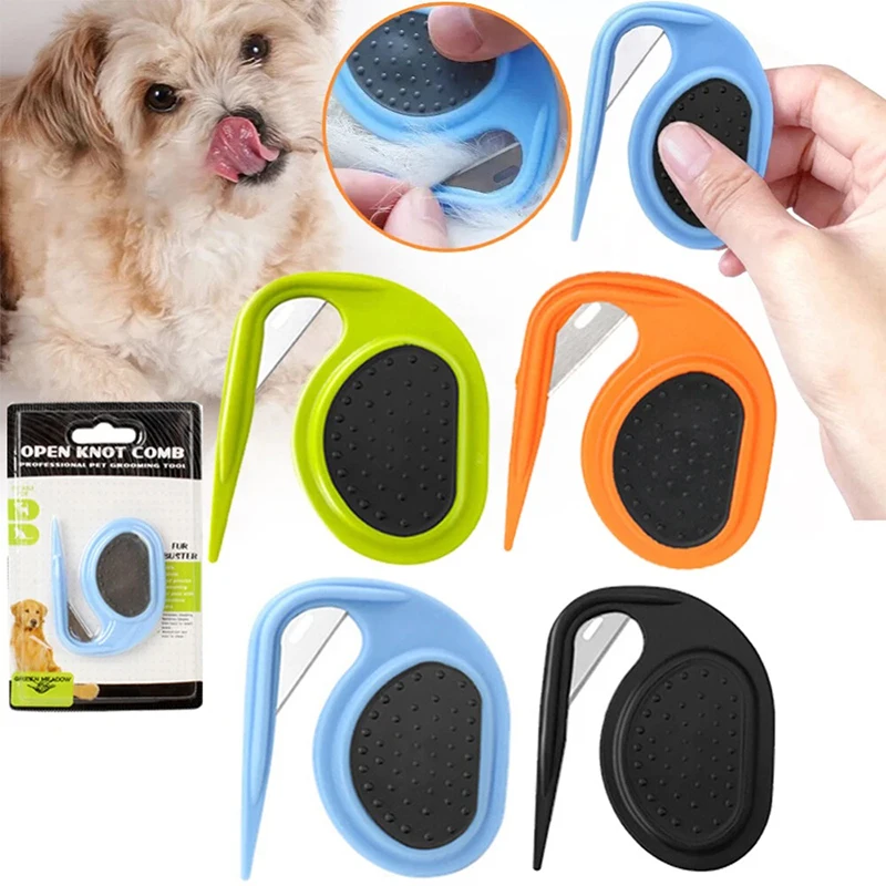 Pet Knoten Offenen Kamm Haar Cutter Haar Fell Haarausfall Pflege Trimmer Anti-slip Edelstahl Haarentferner Werkzeuge Welpen zubehör