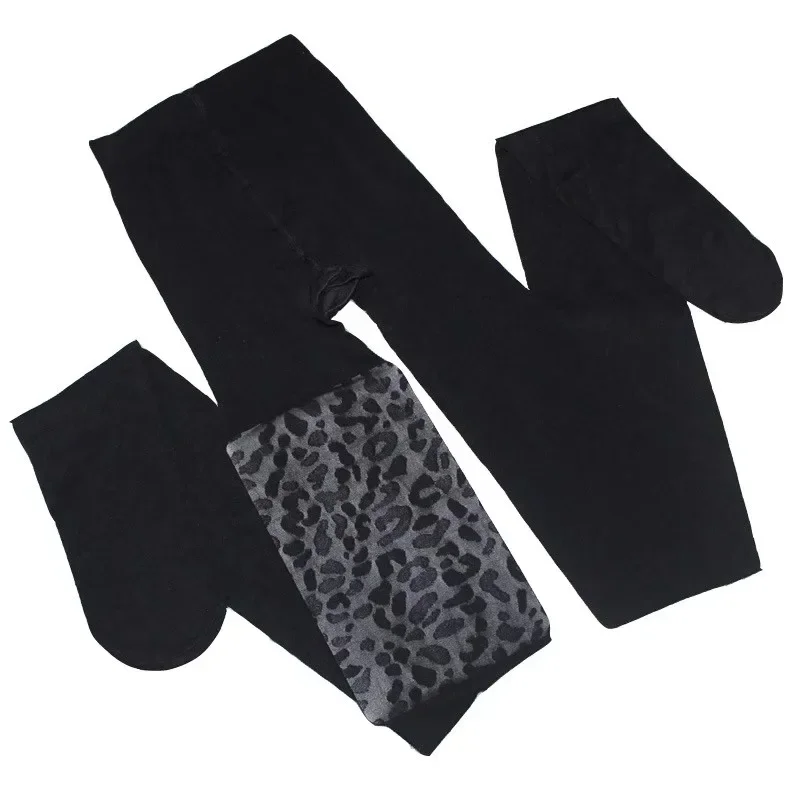 유럽과 미국 레오파드 프린트 블랙 여성 실크 스타킹 여름 얇은 얇은 팬티 스타킹 고딕 빈티지 레오파드 패턴 스타킹