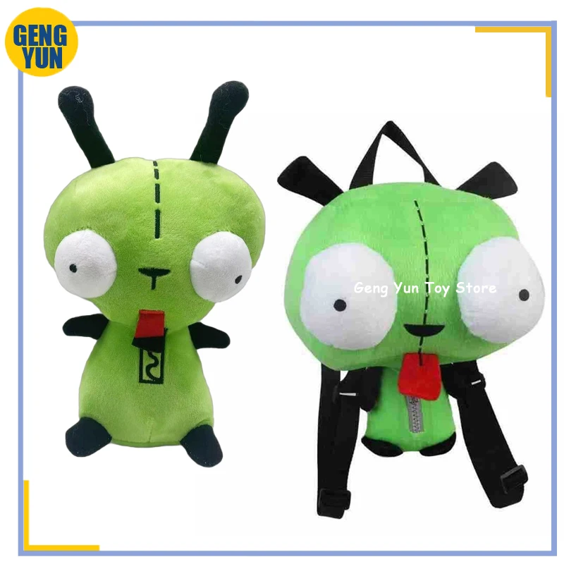 25cm Alien ET 3D Eyes Green Invader ZIM GIR Dog Plush Backpack Figure Toy Soft Stuffed Toy Christmas Gift Toys for Children