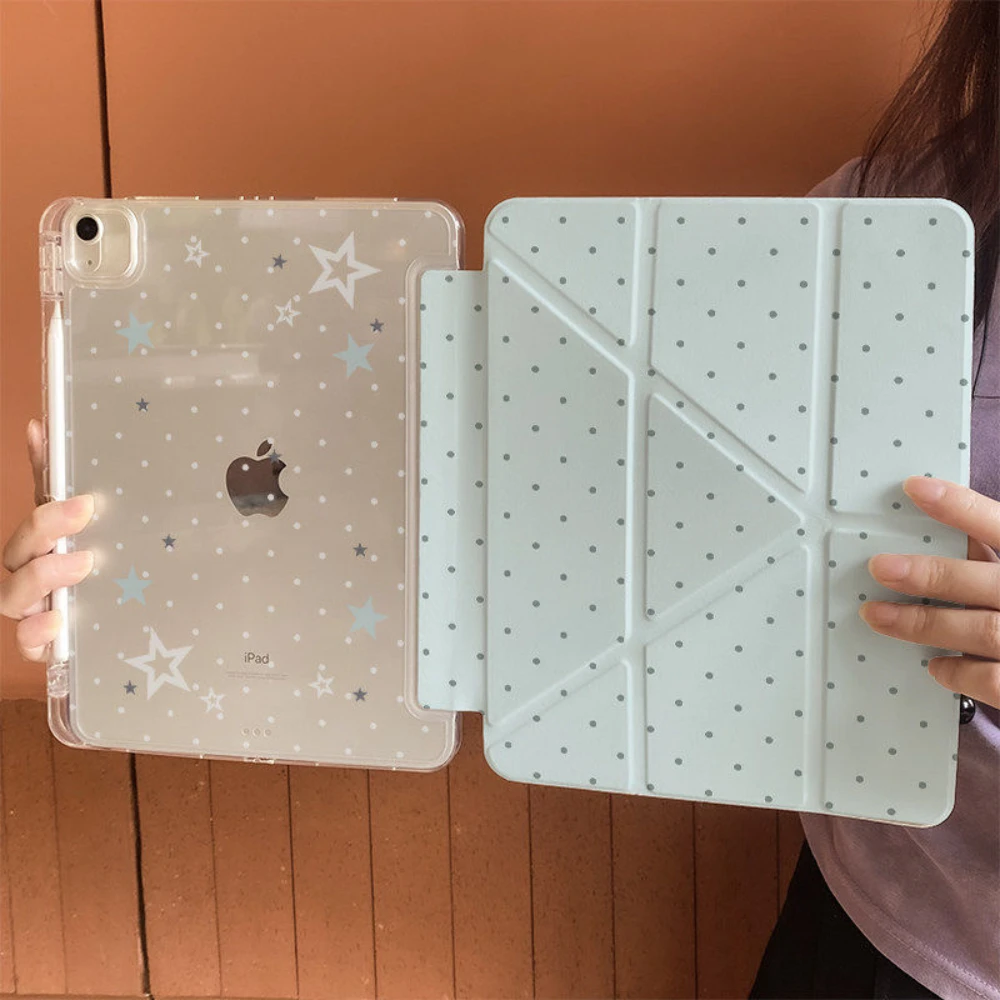 Korean  Full Screen Stars Wave Point Y2K Cover For iPad Pro 13 11th M5 M4 12.9 A16 10 8 7 9th 10th Air 11 M2 M3 Mini Tablet Case