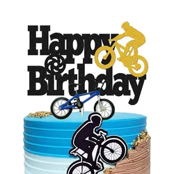 Bicycle Cake Topper Happy Birthday Bike Cake Decorations Boy Girl Sport Bicycle Themed Birthday Party Supplies