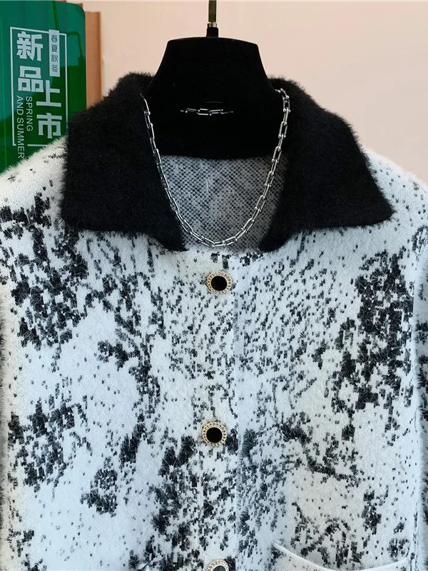 Dames groot formaat gebreid vest trui flip kraag open shirt veelzijdig klein frace sle artistiek losse pasvorm winter...