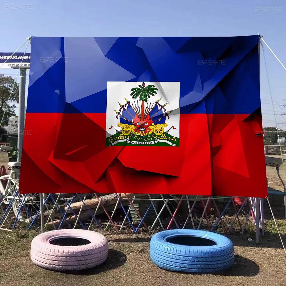 Vintage Haiti Haitian Flag Banner Art Printing Japanese Wall Flag Anime Wall Hanging Home Decor