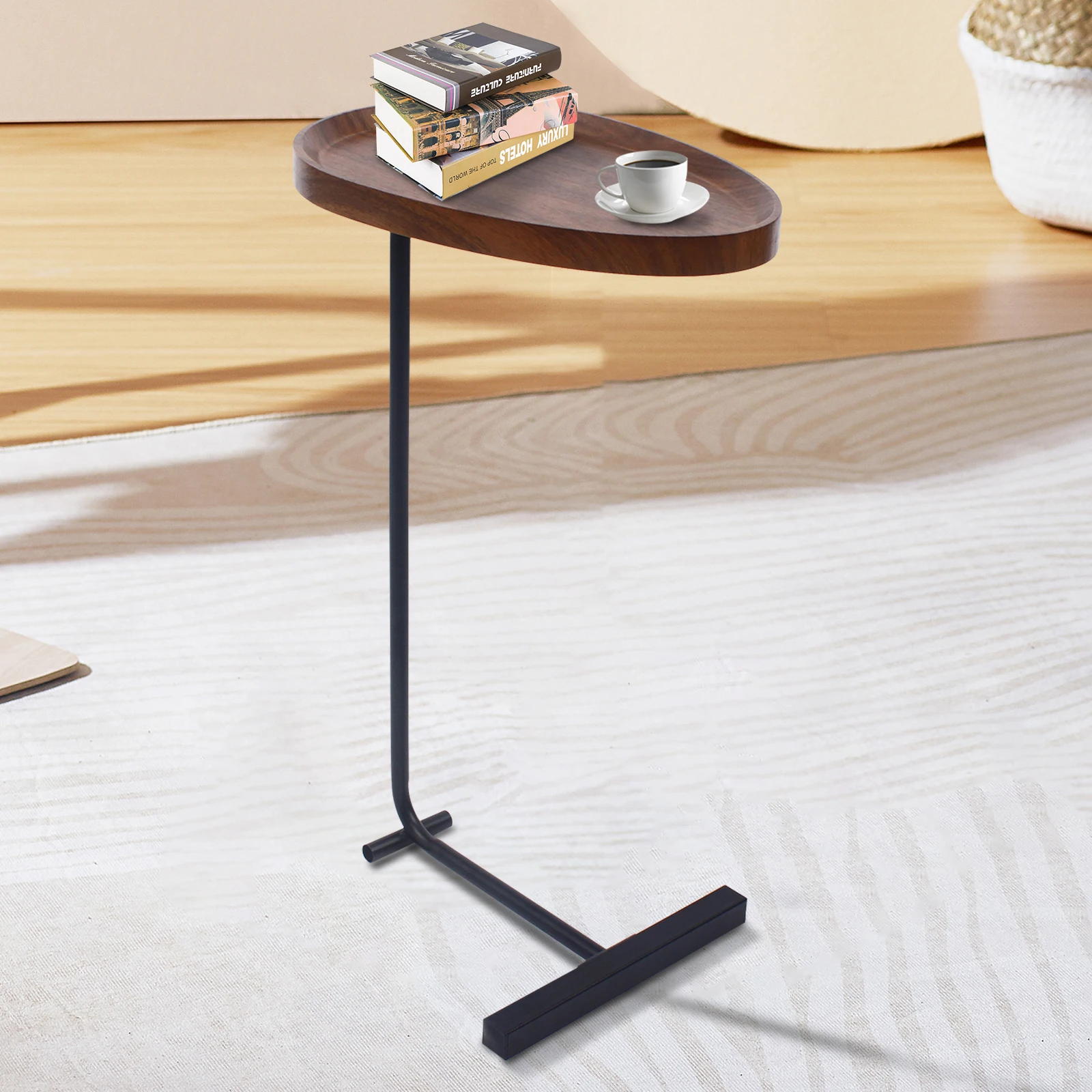 Side Table C Shaped End Table For Sofa Reading Book Workstation Sofa Side Table Waterproof Easy to Clean