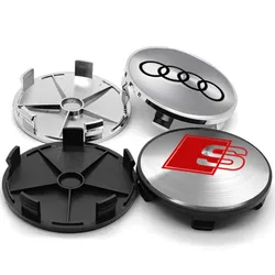 4PCS 60/63/68mm Car Wheel Center Cap Rim Hub Cover Hubcap Logo Badge Emblem Accessories For AUDI S RS A3 A4 B8 A6 Q5 B6 Q7 A1 A7