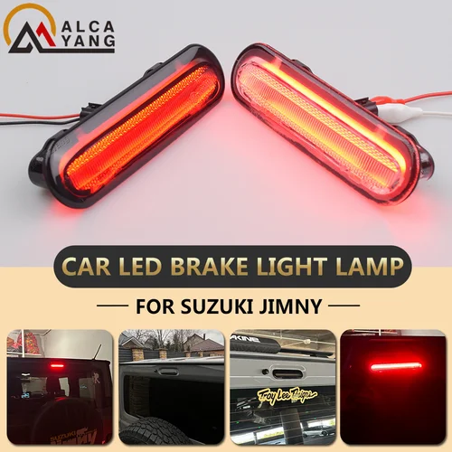 Imagen 2 del producto Luz de freno trasera LED Lámpara de advertencia de parada central de montaje alto para Suzuki Jimny JB64 JB74 2019-2021, luz roja de carcasa negra