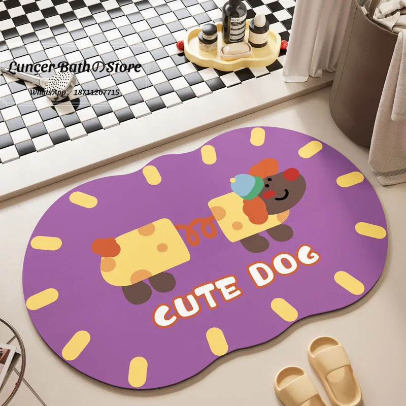 Mengqu Puppy Entrance Dirty Door Mat Bathroom Shower Room Strong Absorbent Foot Mat Diatom Mud Style Floor Mat
