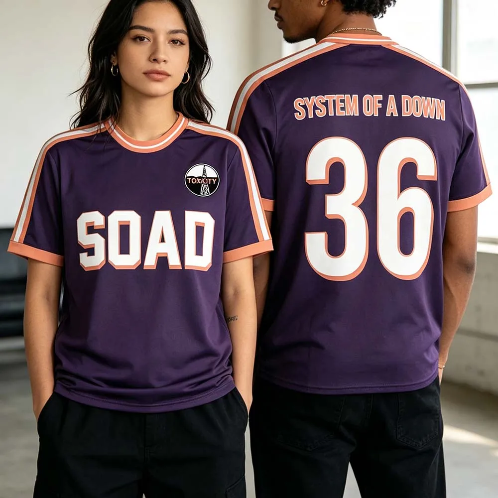 System of A Down Soda Tour Football Tee Jersey T-shirt à manches courtes d'été à col rond unisexe Streetwear Fashion Design Graphic Shirt