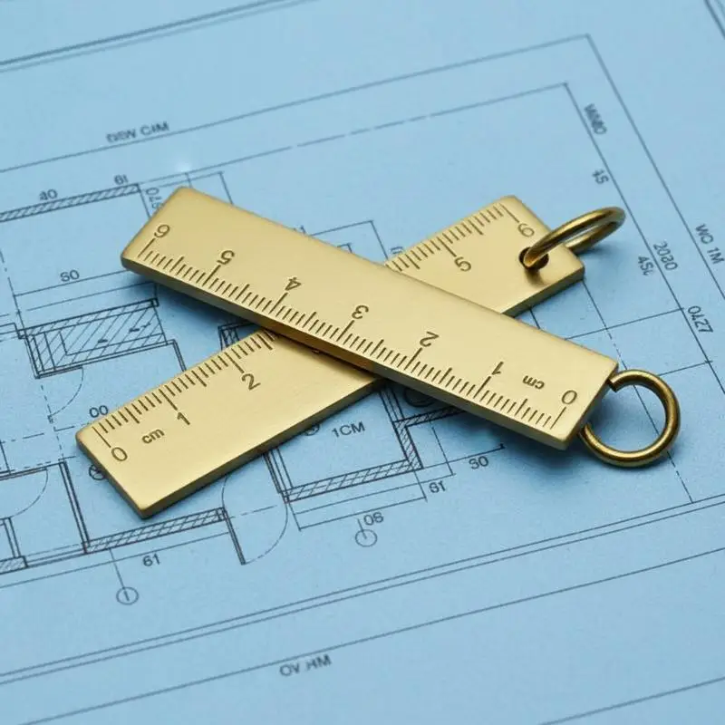 6cm Metal Straight Ruler Keychain Pendant For Kids Students Stationery Office School Supplies