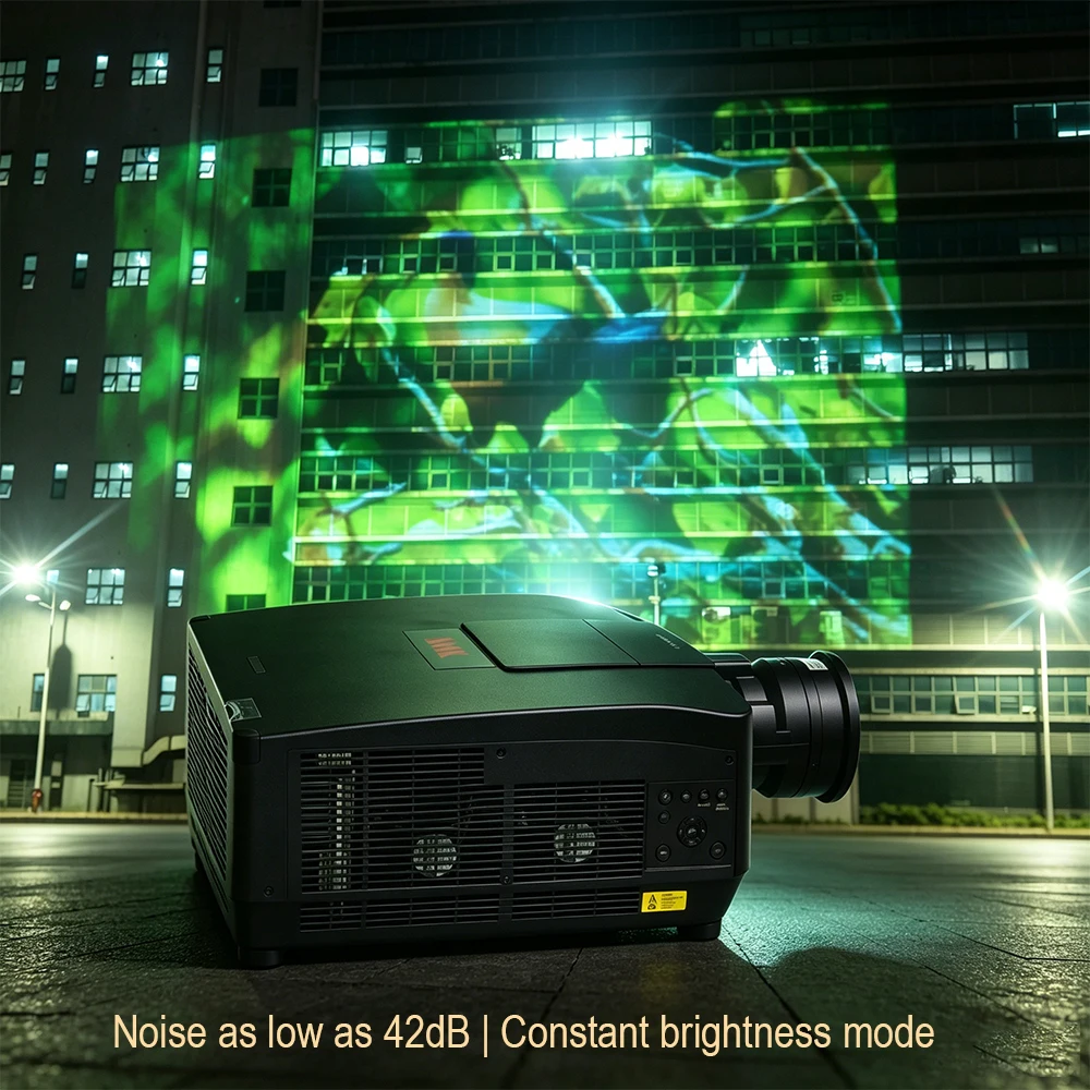 20,000-Lumen Laser Projector 2K Resolution 3D Ready Extensive Vertical Horizontal Lens Shift Supports Ceiling/Side Projection